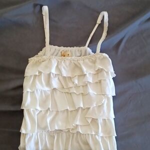 Hollister white ruffled mini tank top